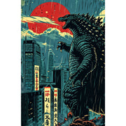 godzilla-in-the-rain-paint-by-number-kit
