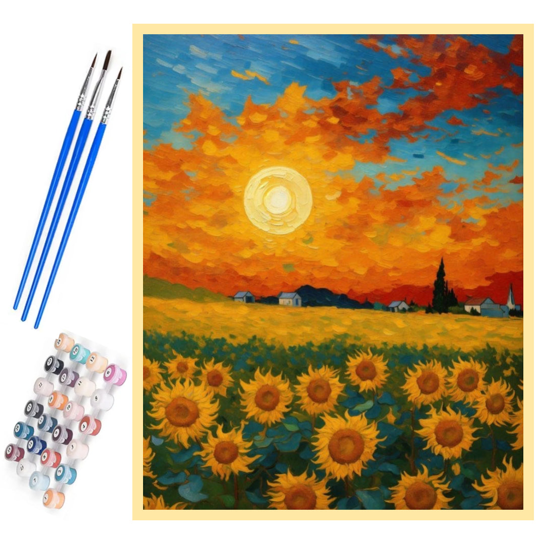 sunflowers-at-sunset-paint-by-number-kit