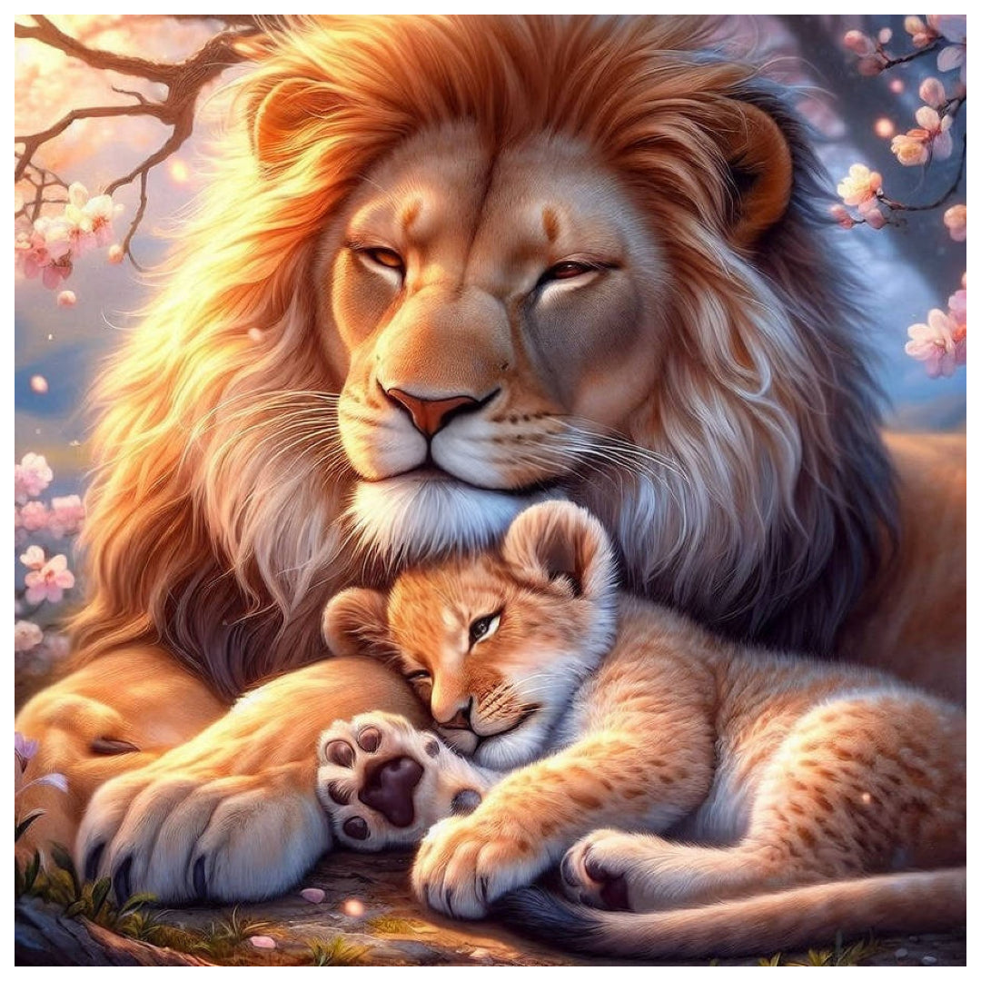 baby-lion-cudding-with-parent-paint-by-number-kit
