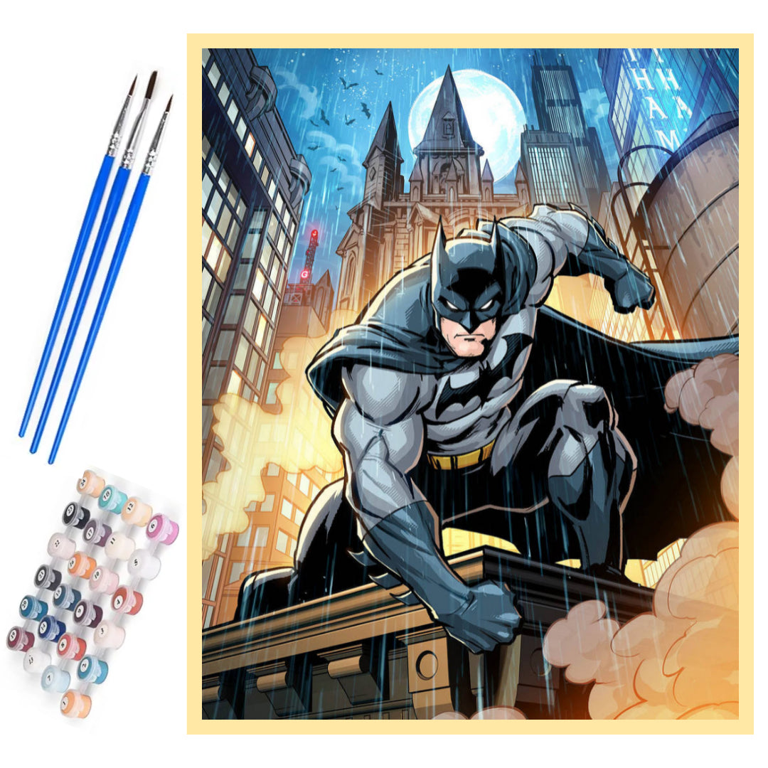 batman-in-the-rain-paint-by-number-kit