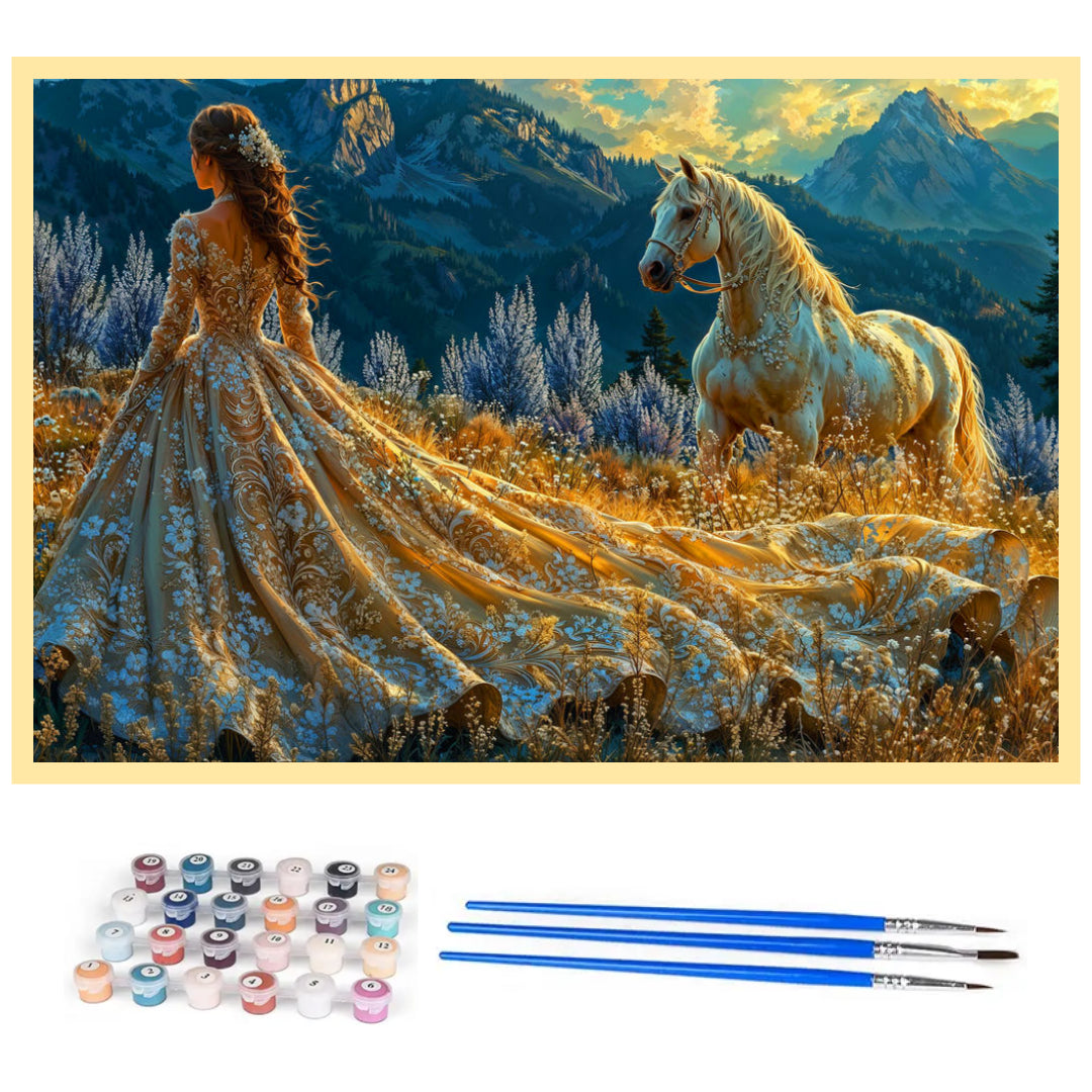 beautiful-lady-with-horse-paint-by-number-kit