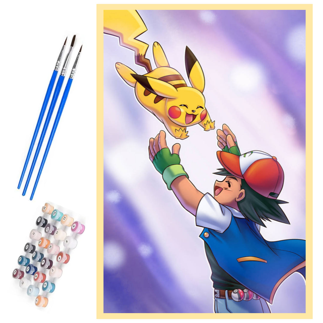 best-partner-ash-and-pikachu-paint-by-number-kit