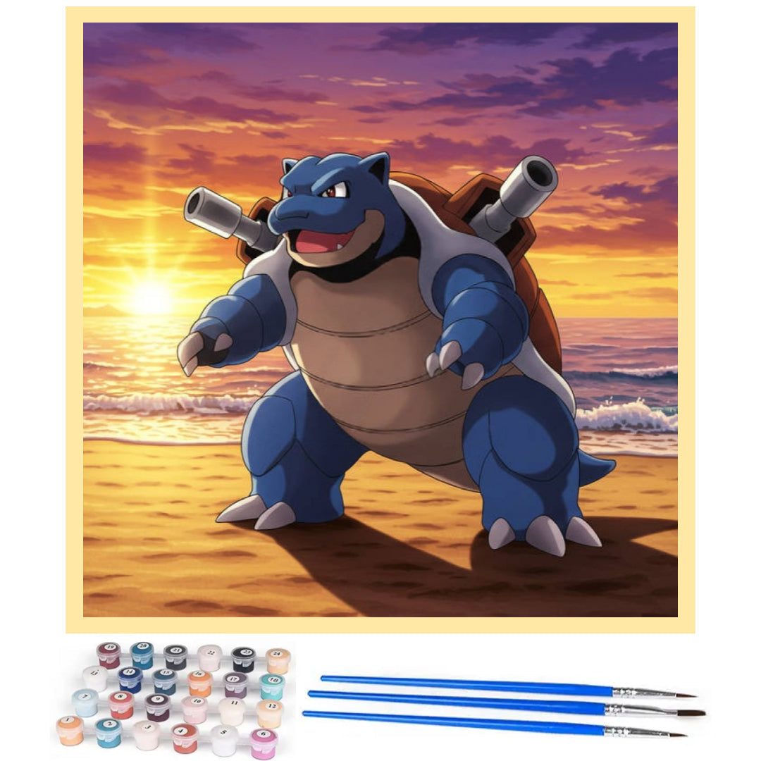 blastoise-at-sunset-paint-by-number-kit