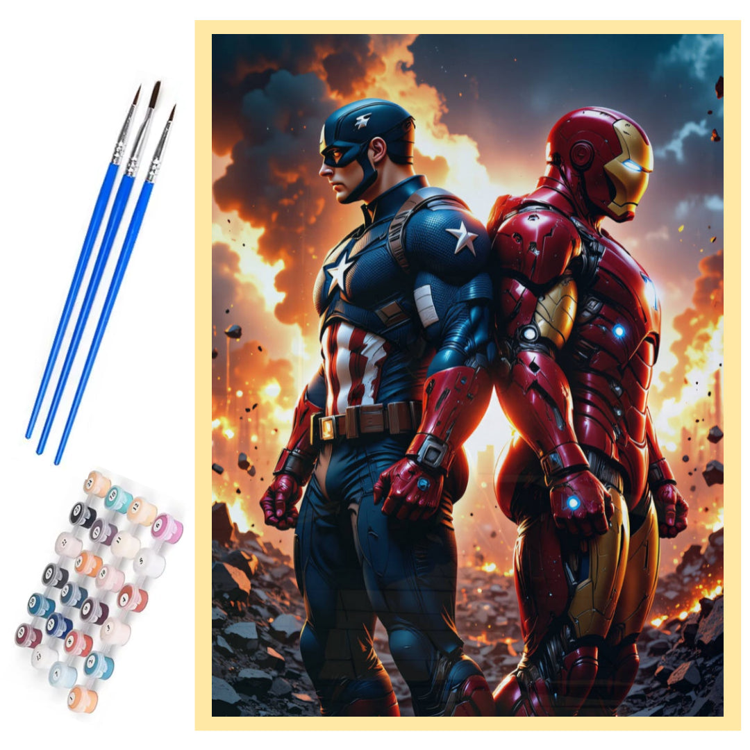 brothers-ironman-and-captain-america-paint-by-number-kit