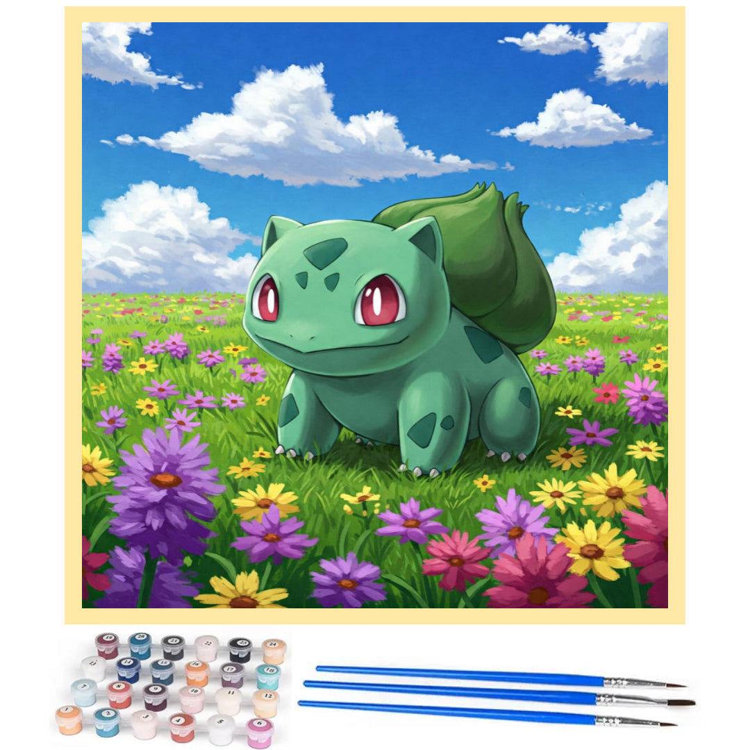 bulbasaur-in-a-flower-field-paint-by-number-kit