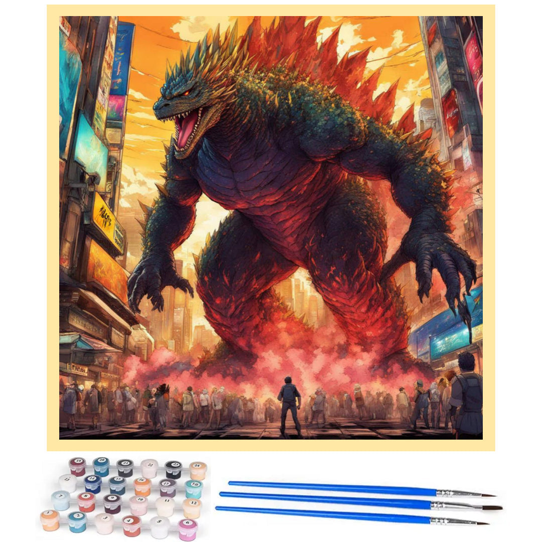 city-walk-godzilla-paint-by-number-kit
