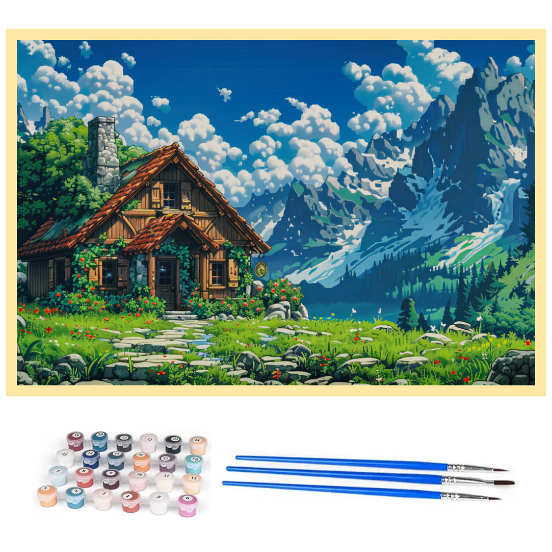 cottage-at-the-foot-of-mountain-paint-by-number-kit