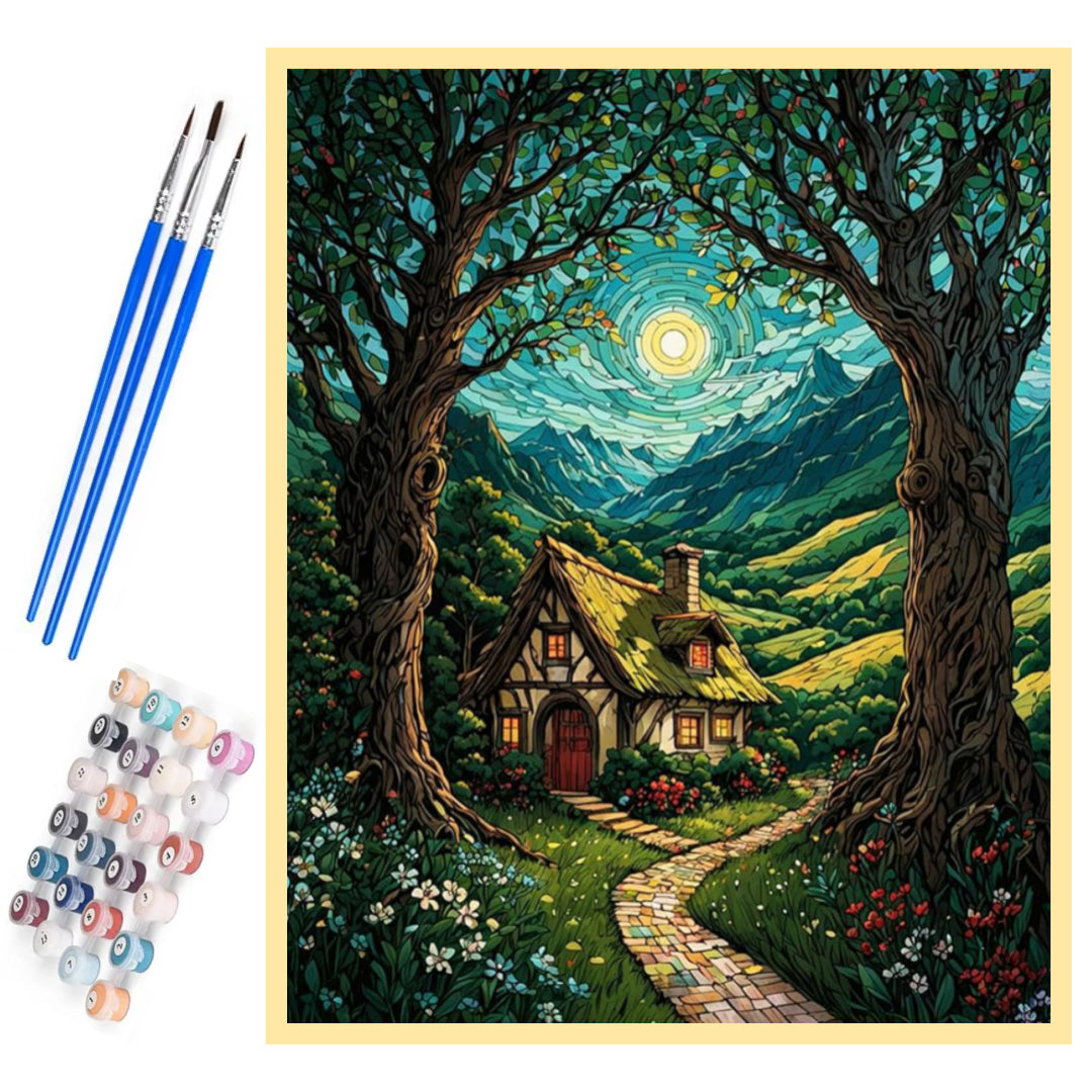 cottage-in-the-forest-paint-by-number-kit