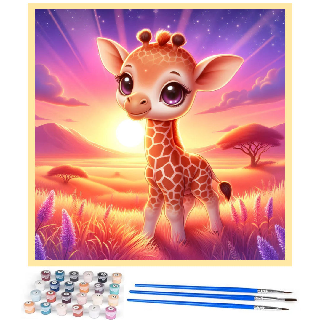 cute-giraffe-at-sunset-paint-by-number-kit