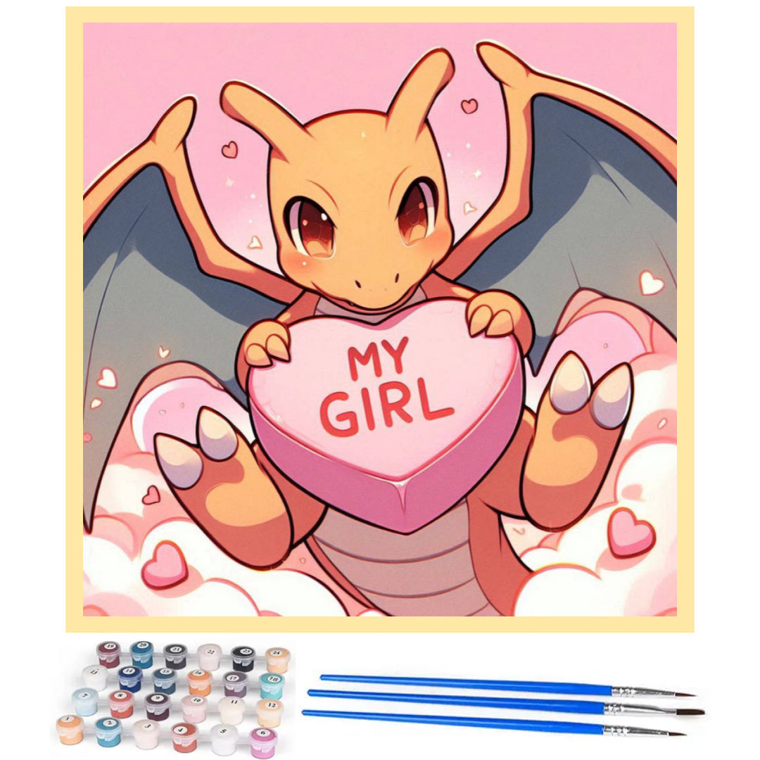 cute-girl-charizard-paint-by-number-kit