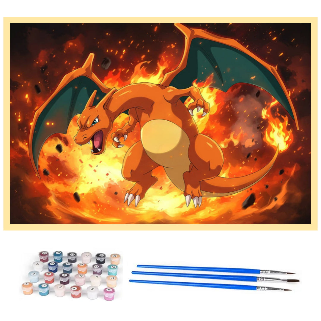 fiery-fury-charizard-paint-by-number-kit