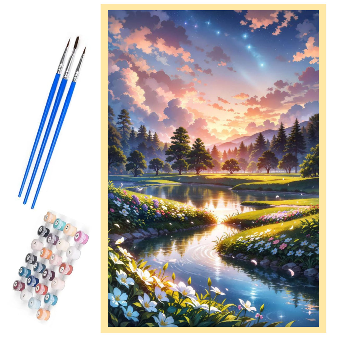 flowers-stream-landscape-paint-by-number-kit