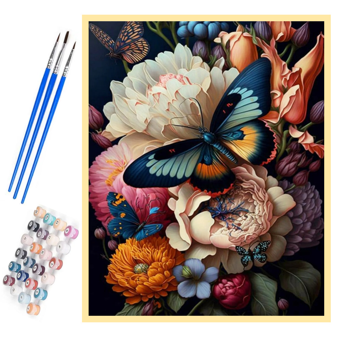 flowers-with-butterfly-paint-by-number-kit