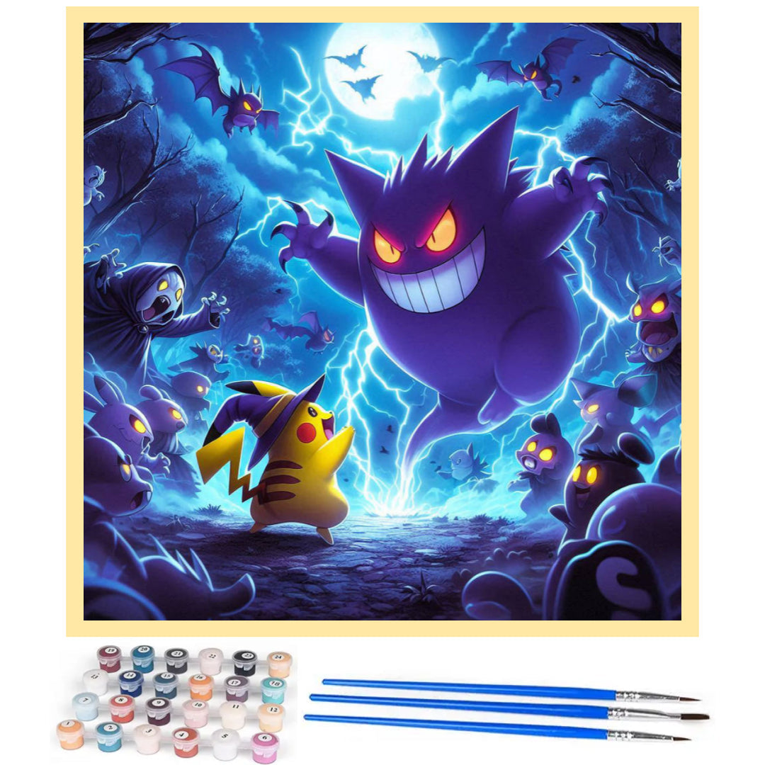 gengar-plays trick-with-pikachu-paint-by-number-kit