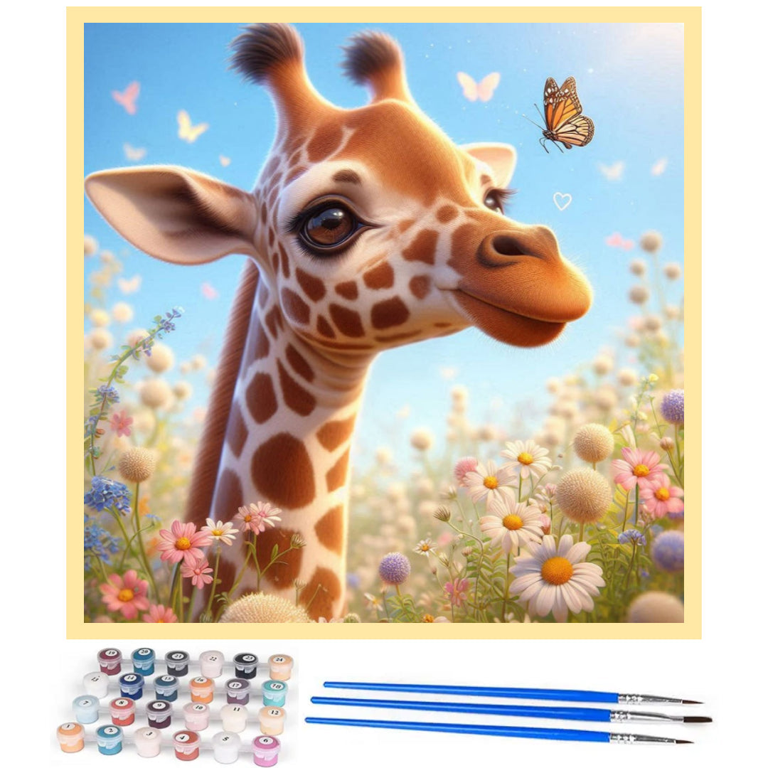 giraffe-in-flowers-paint-by-number-kit