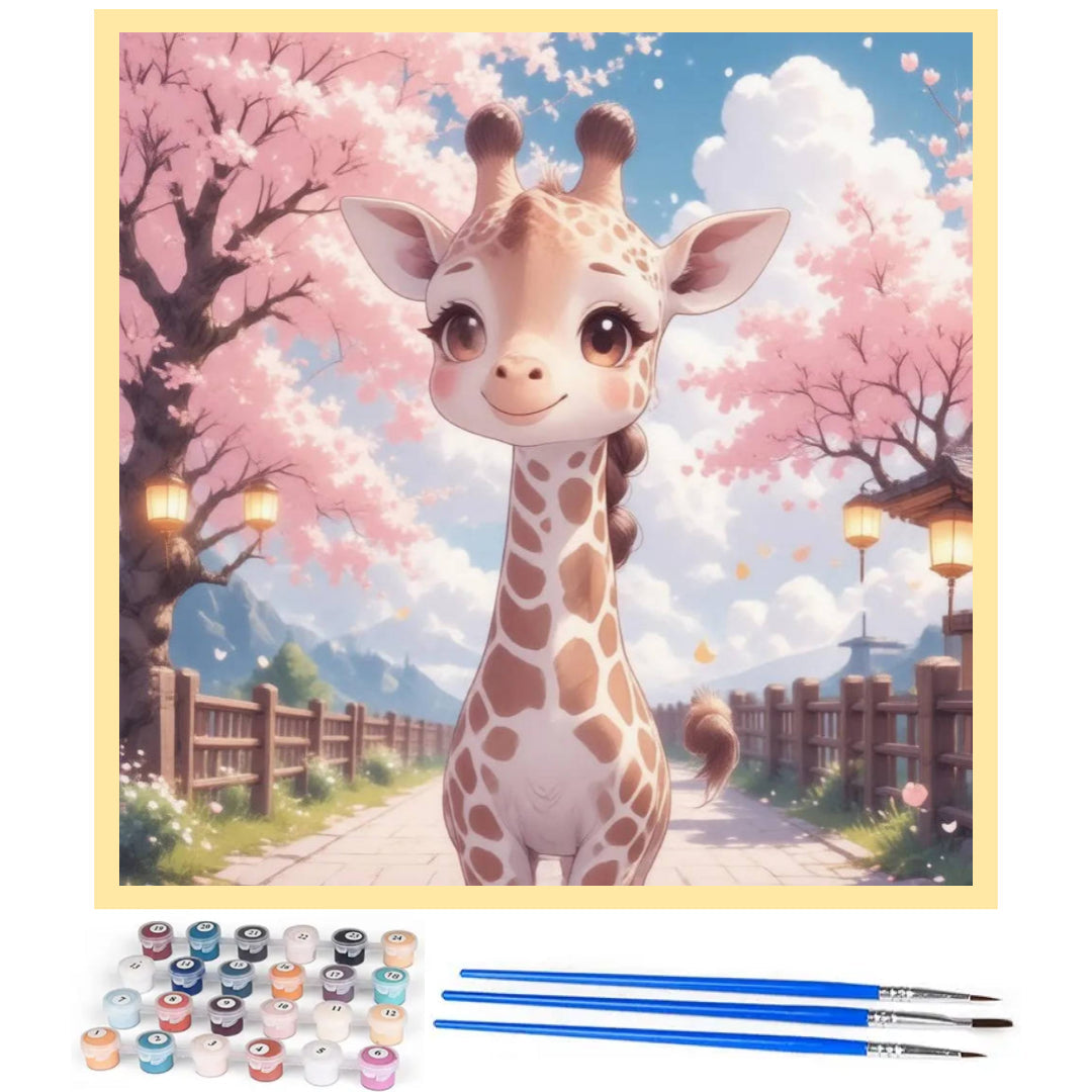 giraffe-in-the-sakura-park-paint-by-number-kit