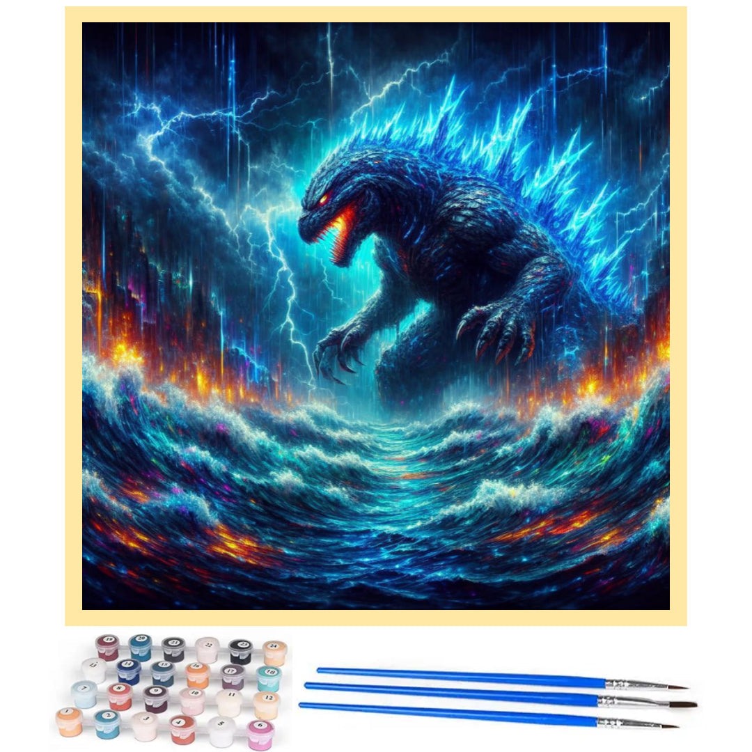 godzilla-battle-with-the-waves-paint-by-number-kit