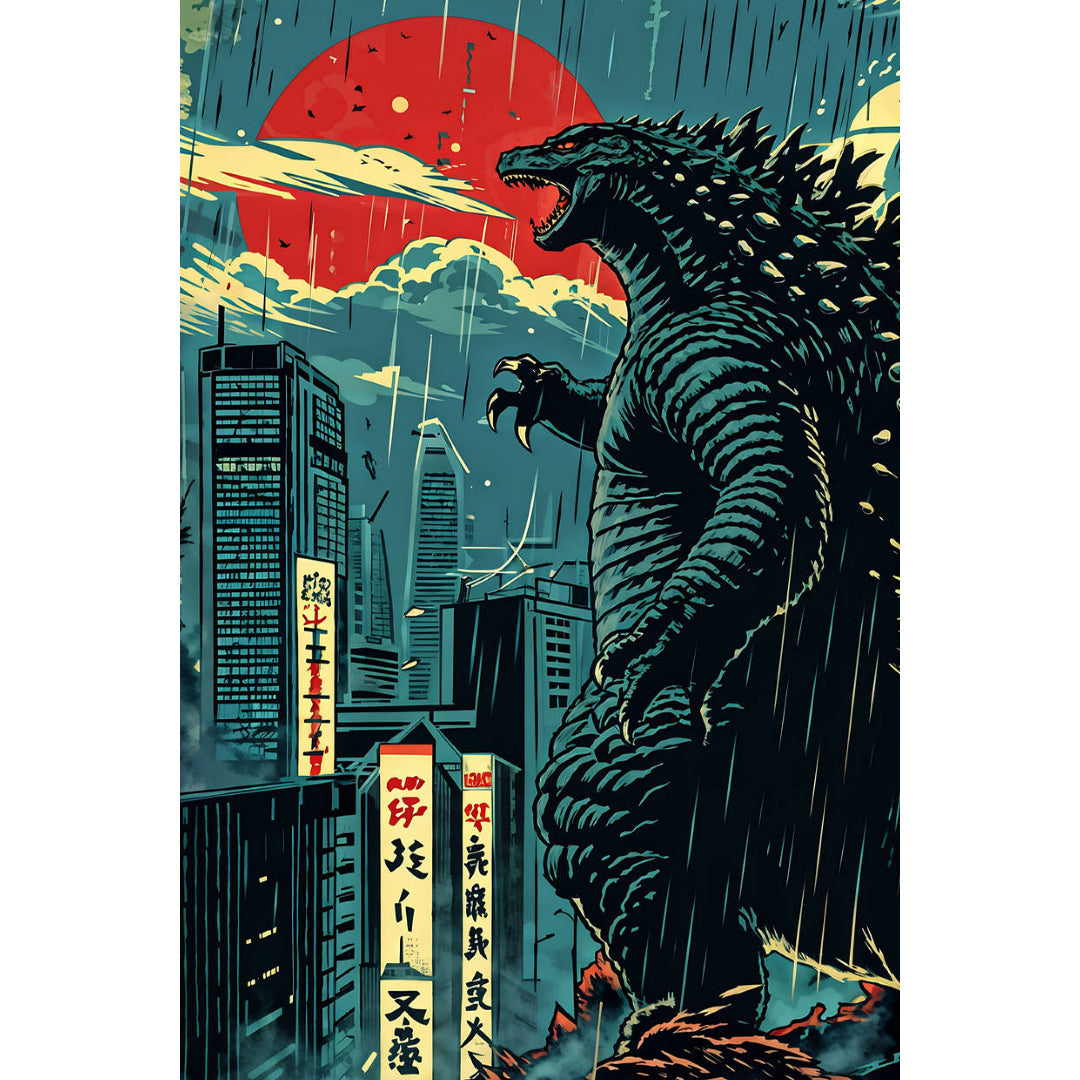 godzilla-in-the-rain-paint-by-number-kit