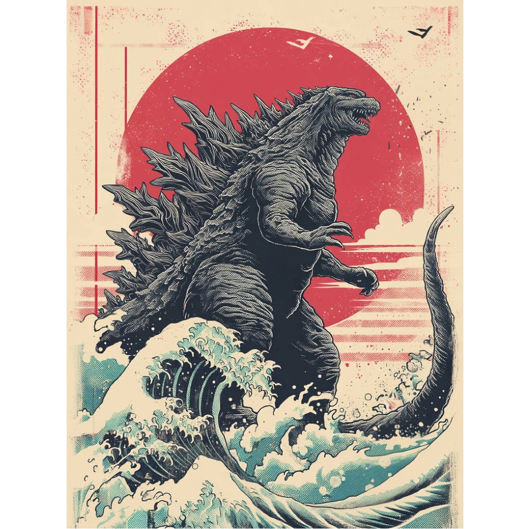 godzilla-on-the-sea-paint-by-number-kit