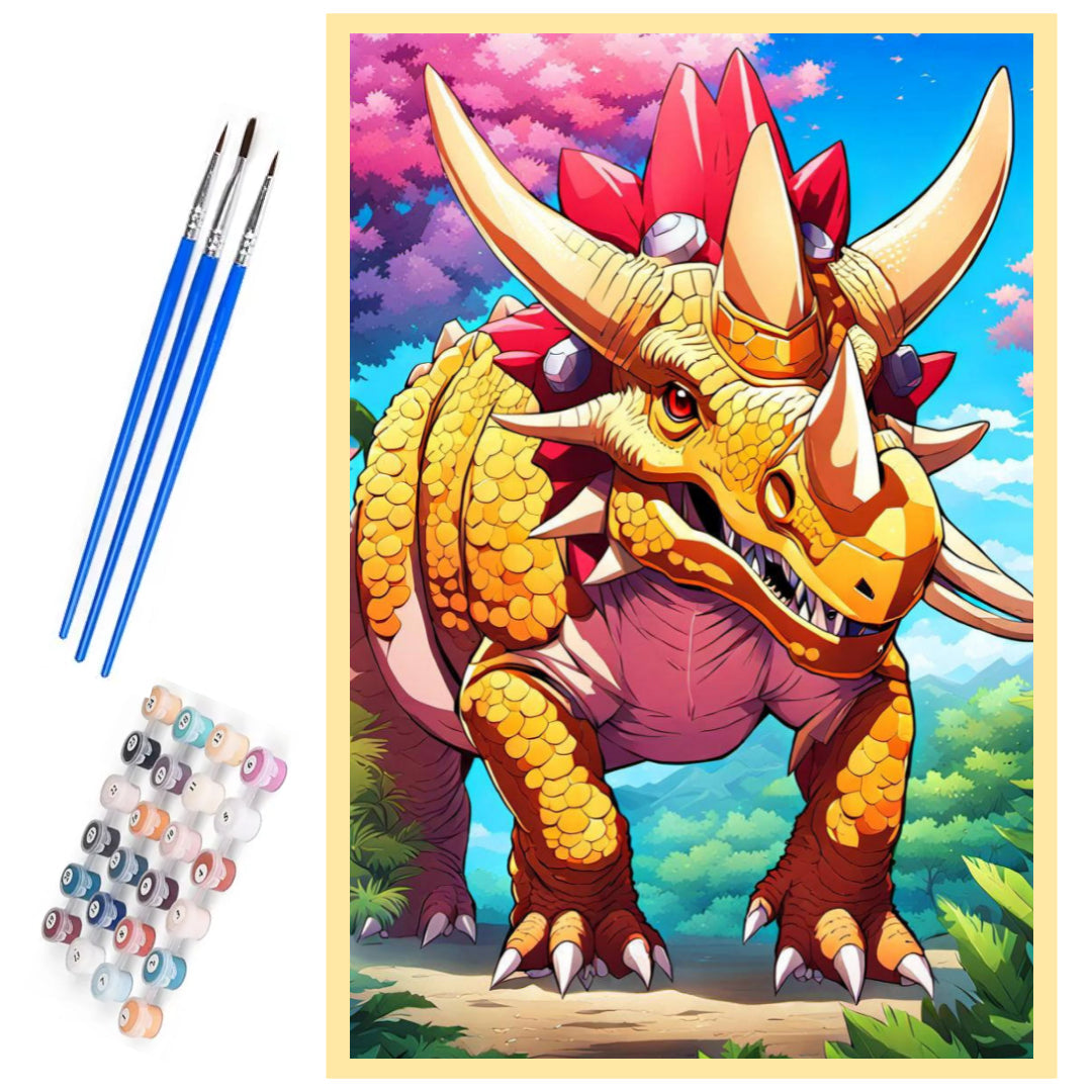 golden-triceratops-dinosaur-paint-by-number-kit