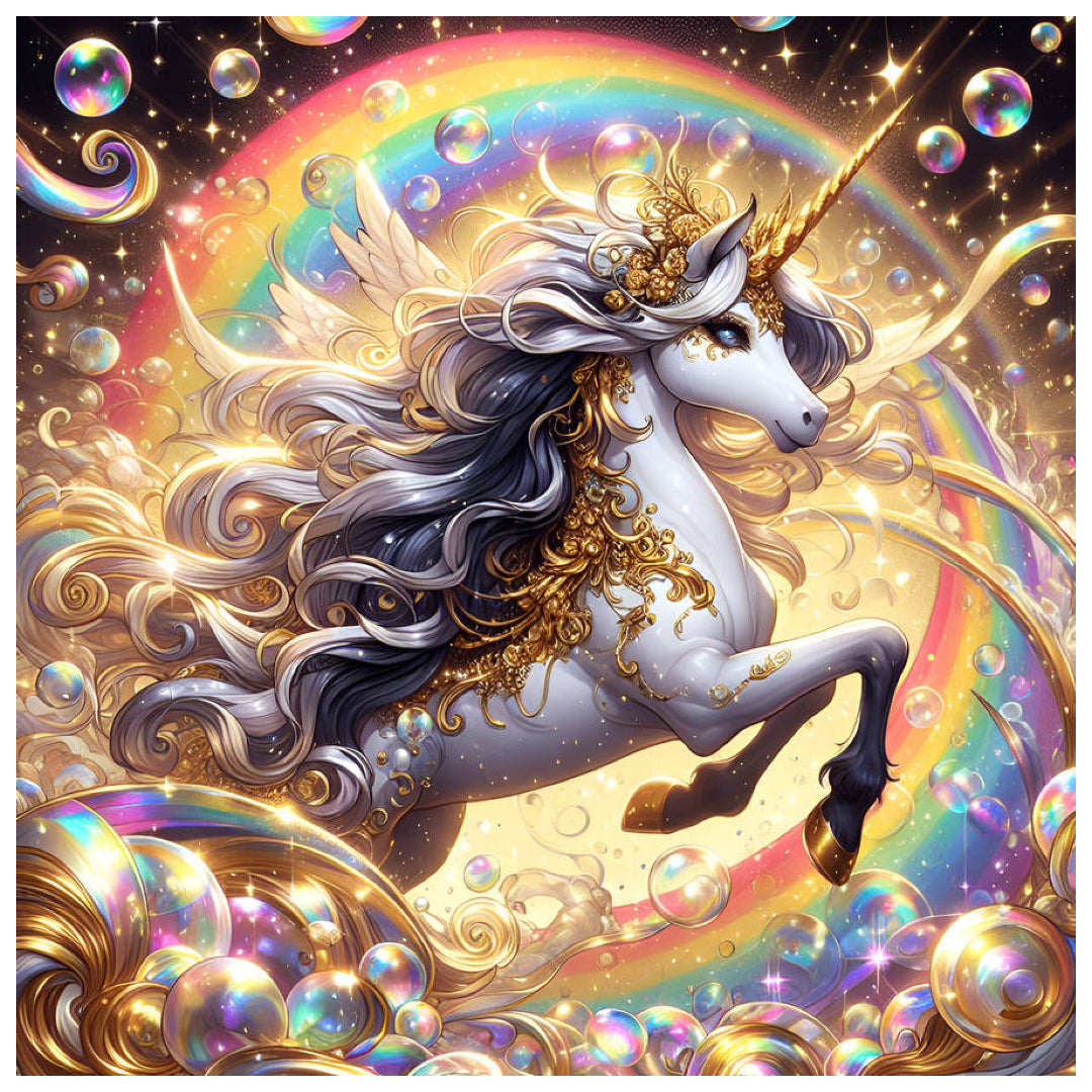 golden-unicorn-bubbles-paint-by-number-kit