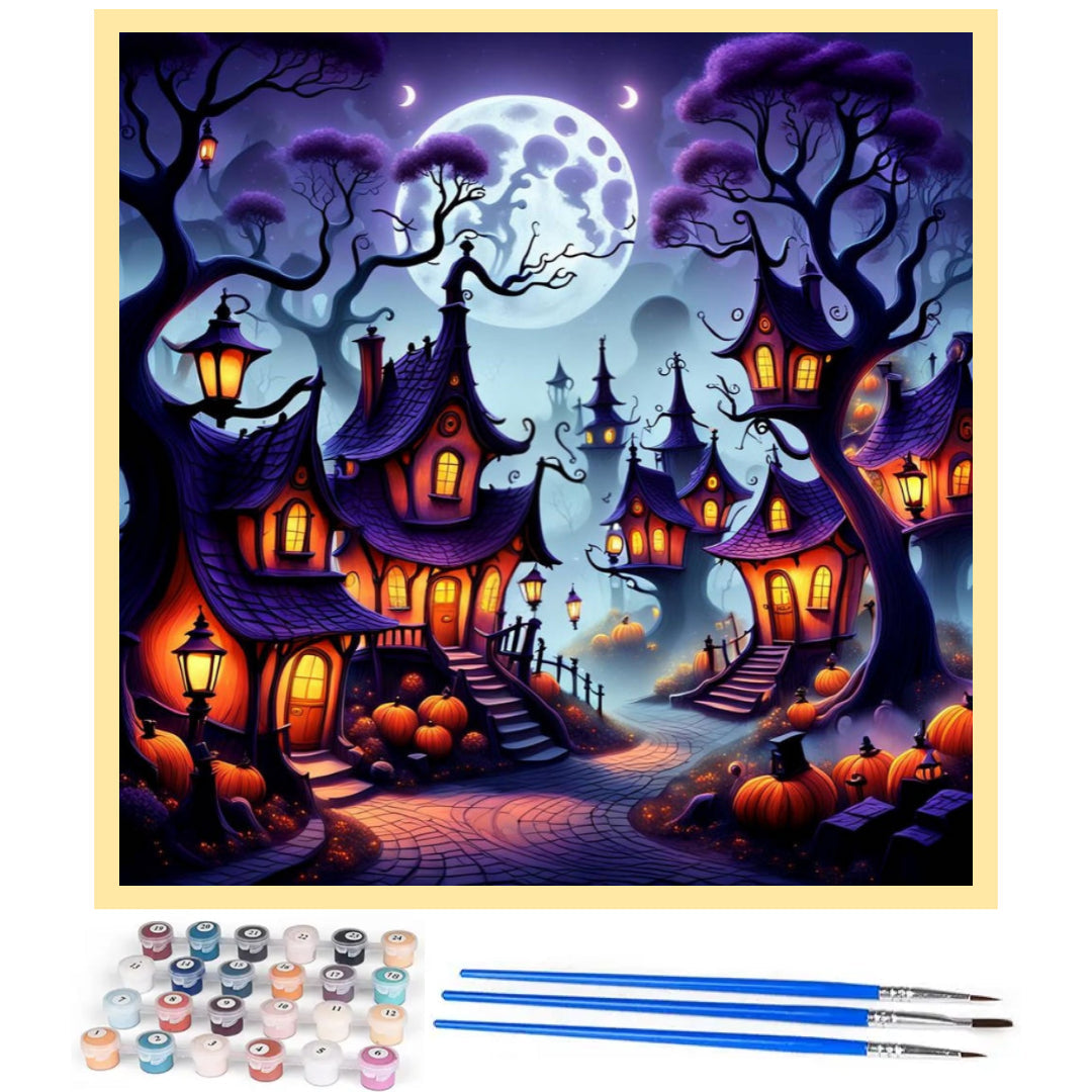 gruesome-halloween-town-paint-by-number-kit