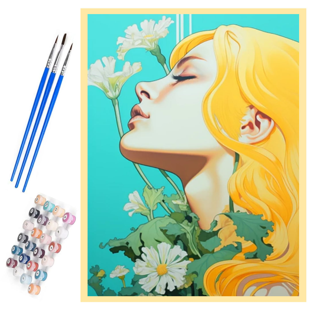 lady-smelling-a-flower-paint-by-number-kit