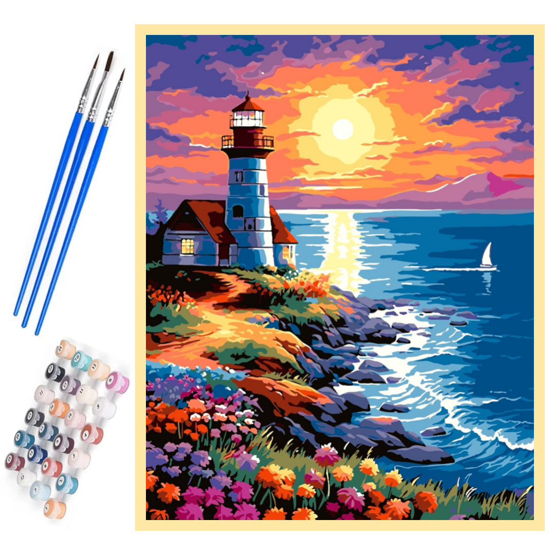 lighthouse-sunset-paint-by-number-kit