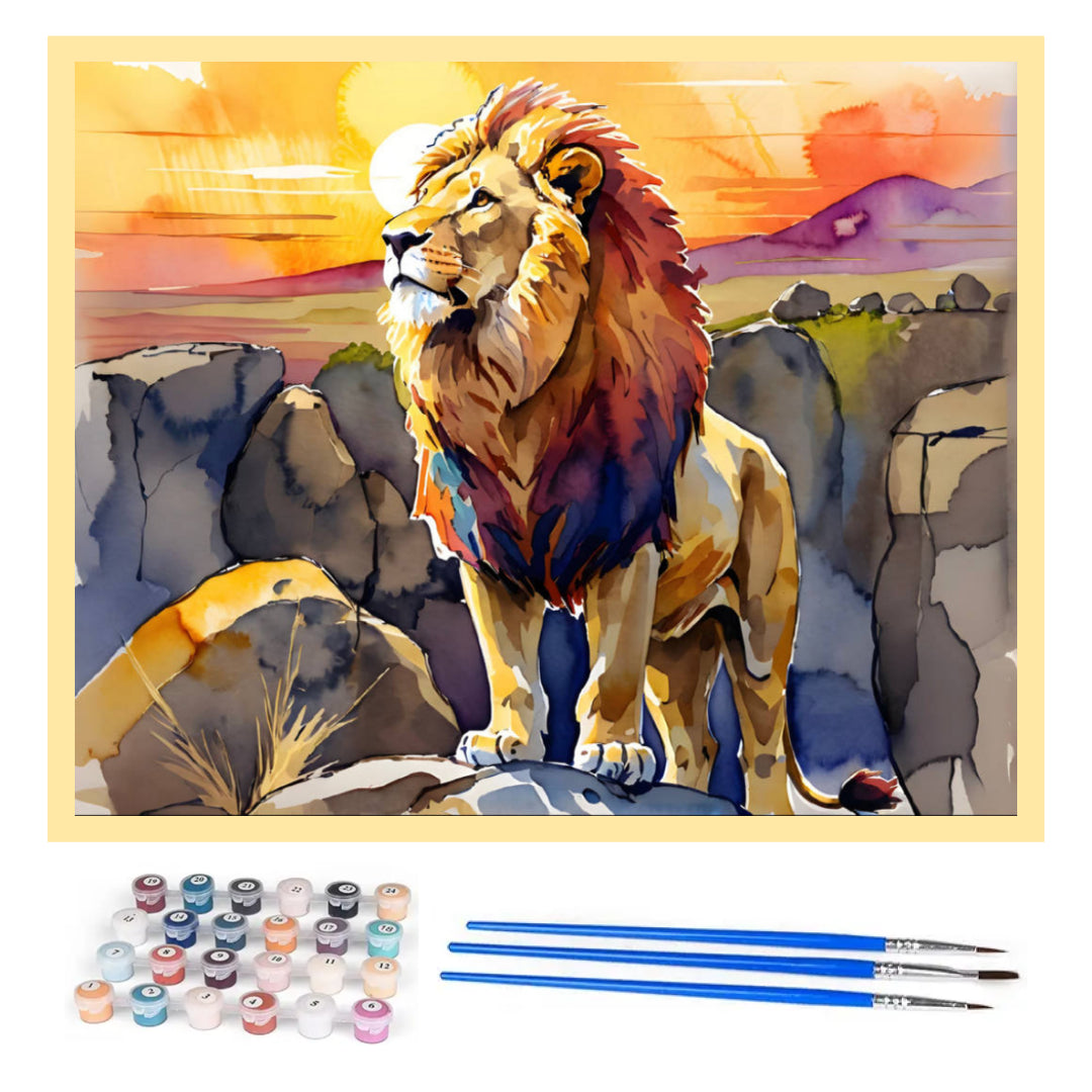 lion-in-sunset-paint-by-number-kit