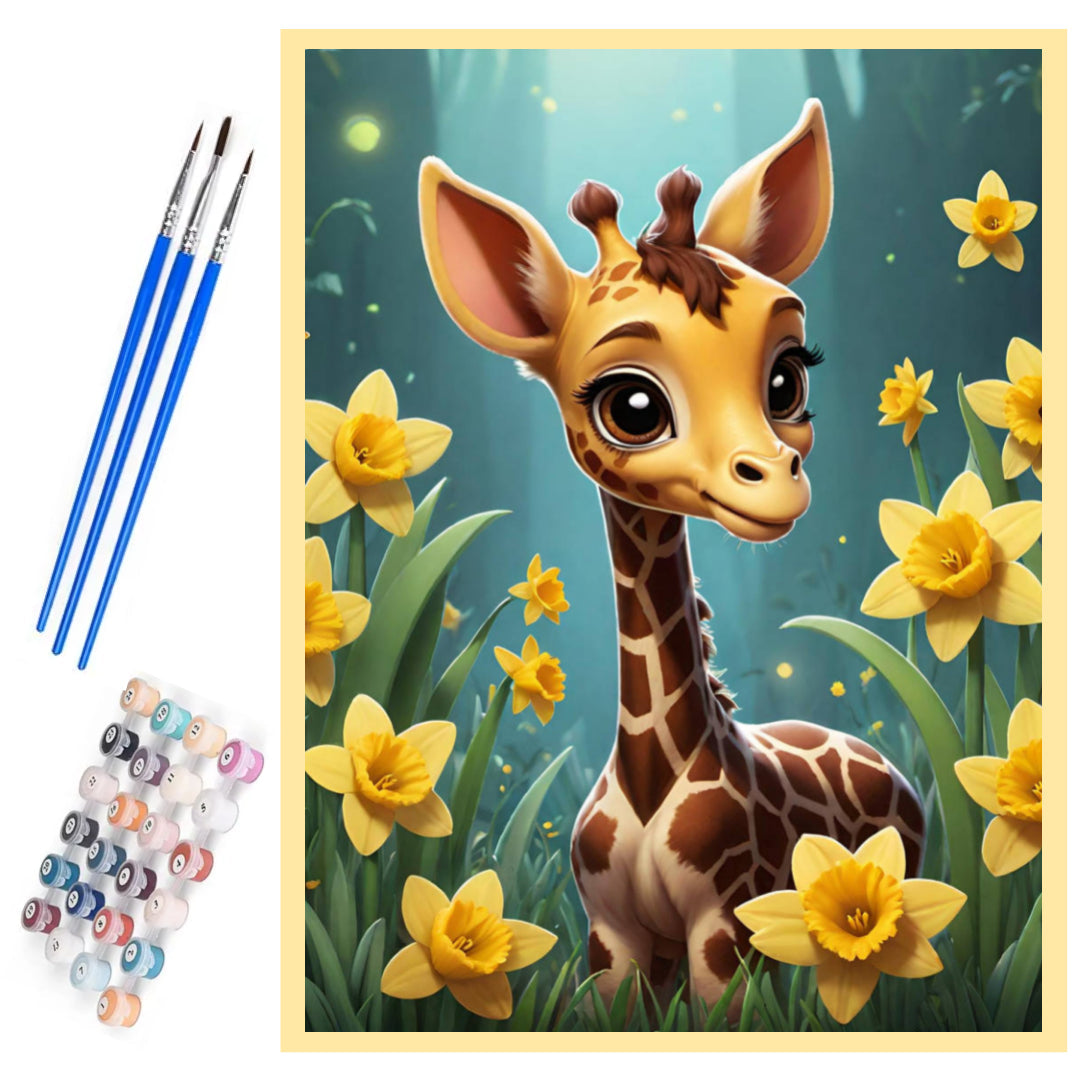 little-giraffe-yellow-flowers-paint-by-number-kit