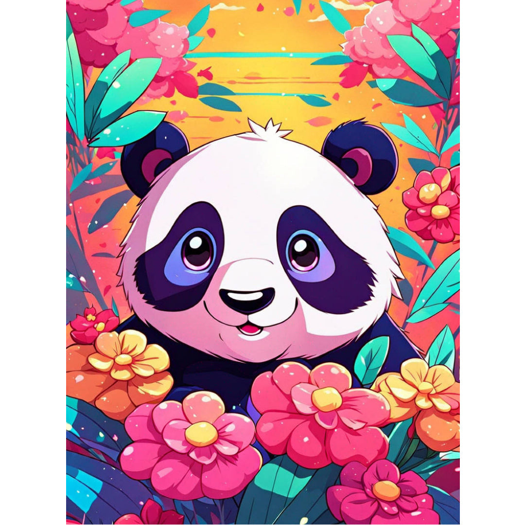 little-panda-with-flowers-paint-by-number-kit