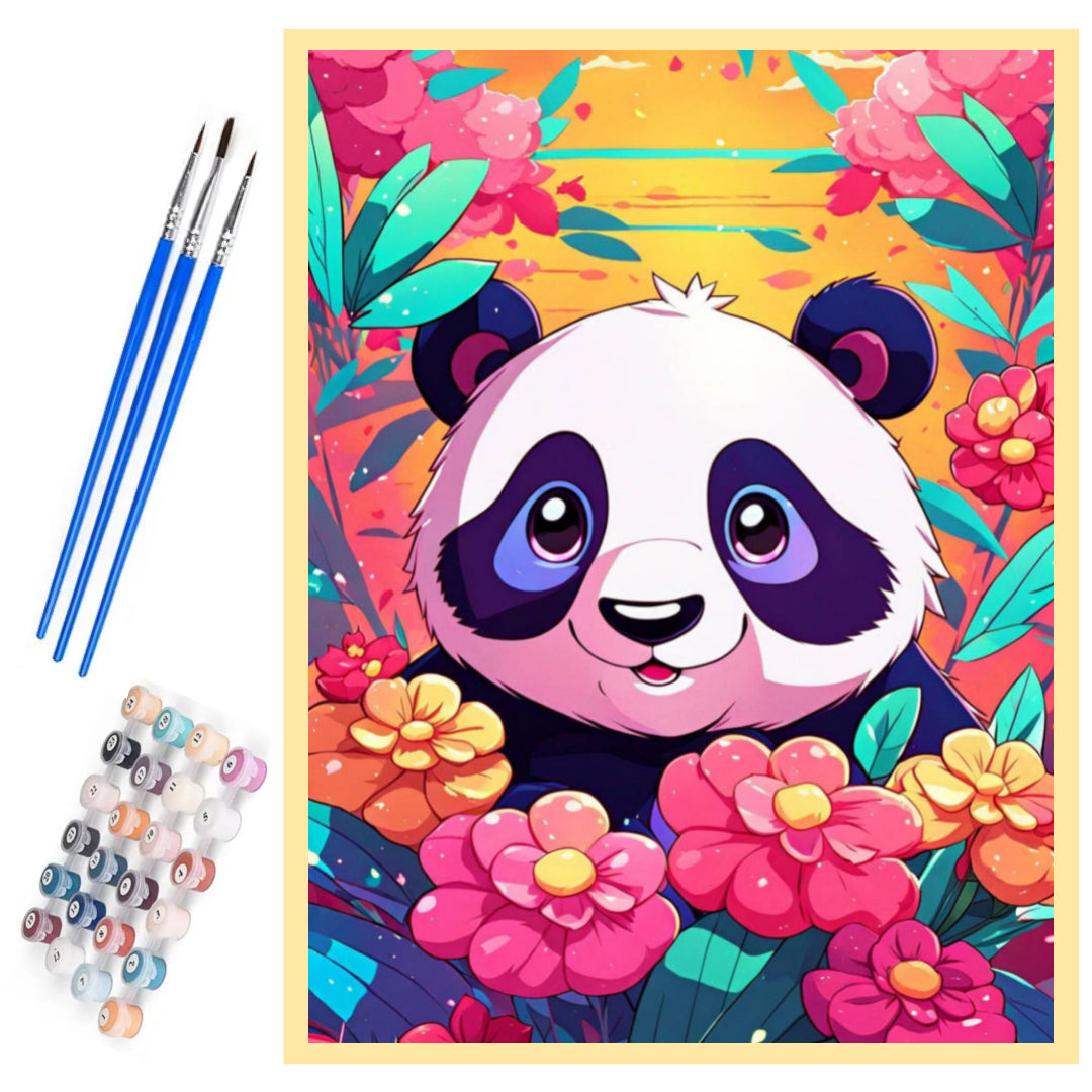 little-panda-with-flowers-paint-by-number-kit