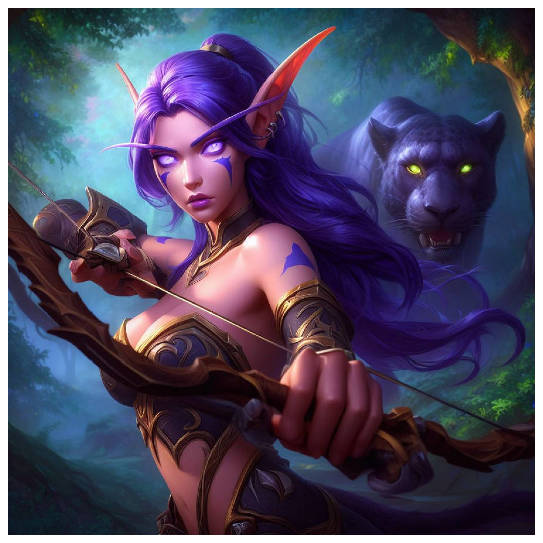 night-elf-hunter-warcraft-paint-by-number-kit
