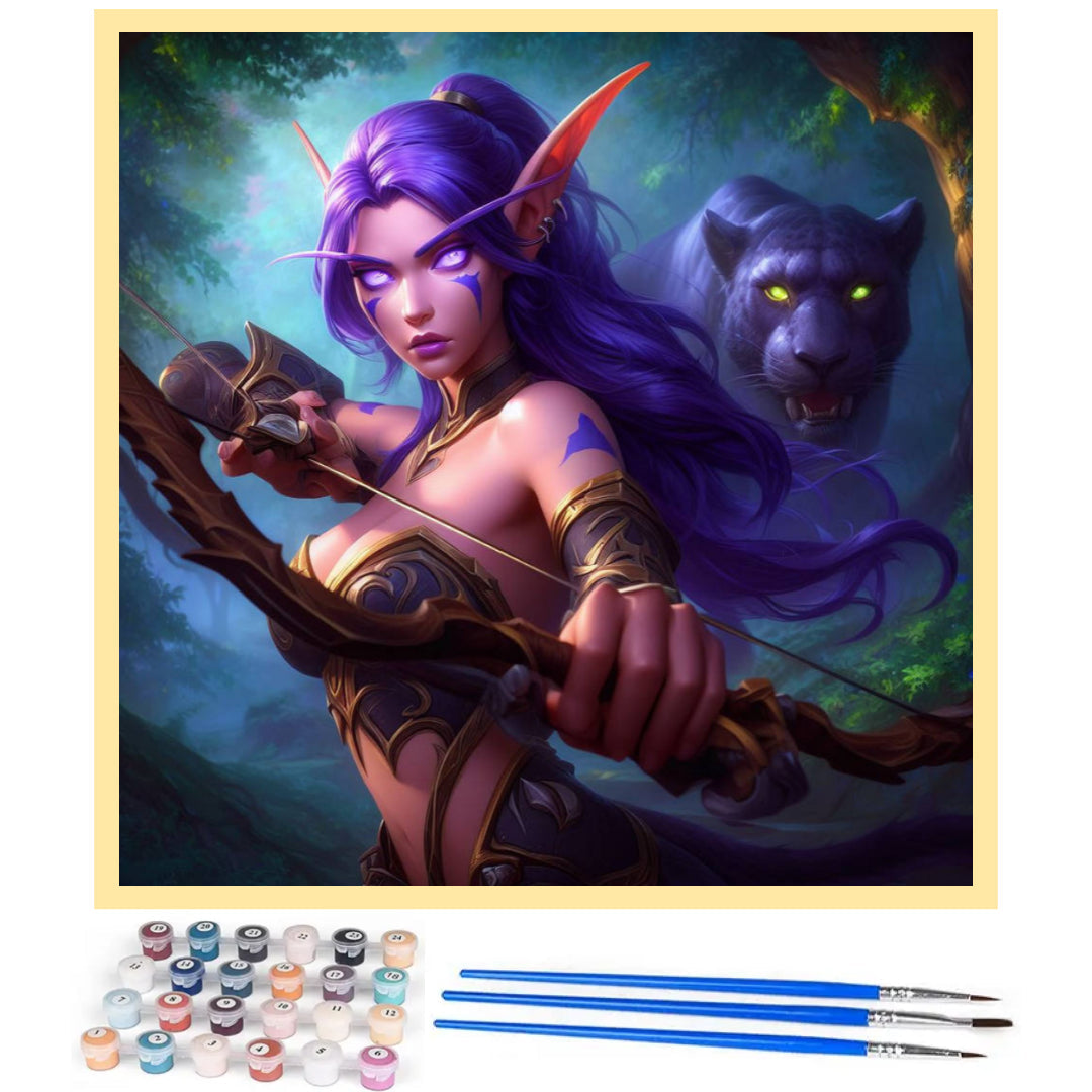 night-elf-hunter-warcraft-paint-by-number-kit