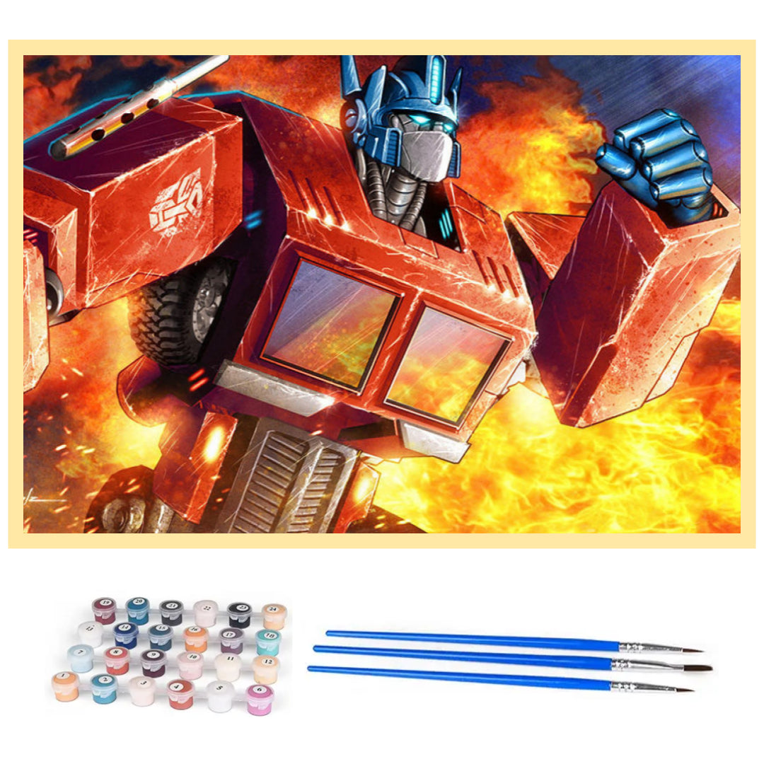 optimus-prime-in-fire-paint-by-number-kit