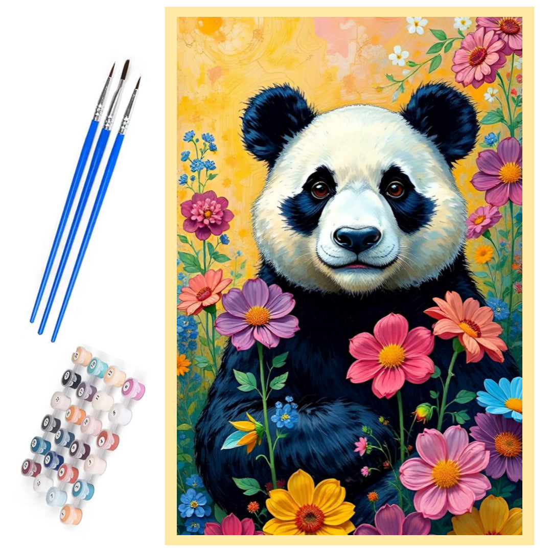 panda-in-flowers-paint-by-number-kit