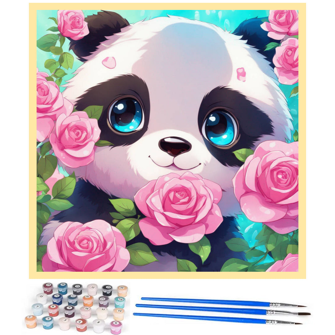panda-with-pink-roses-paint-by-number-kit