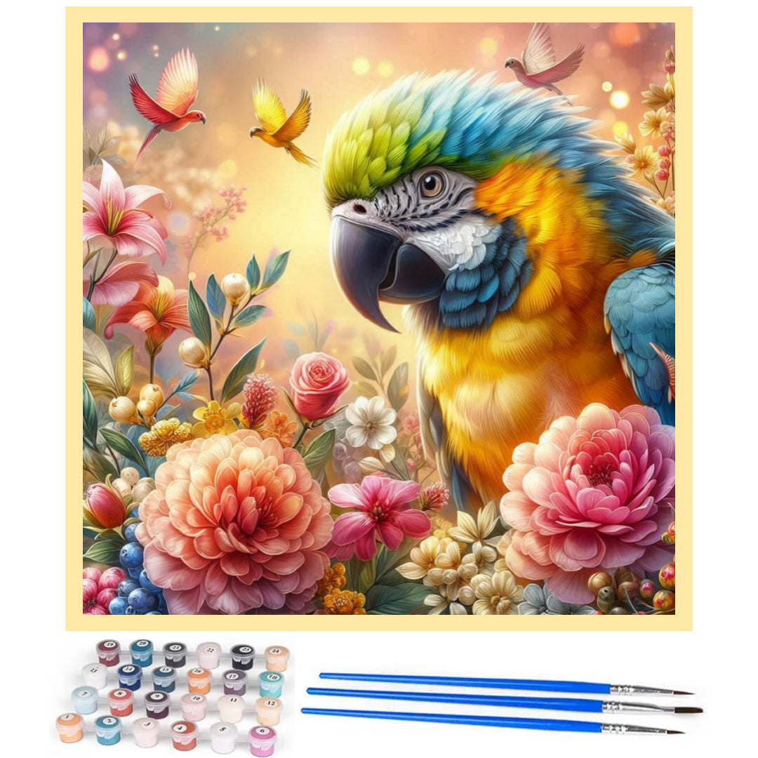 parrot-in-flowers-paint-by-number-kit