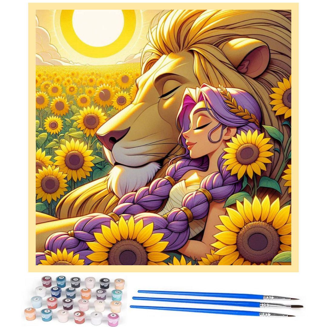 peaceful-lion-in-sunflowers-paint-by-number-kit