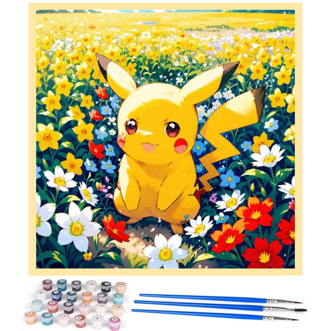 pikachu-in-the-flowers-paint-by-number-kit