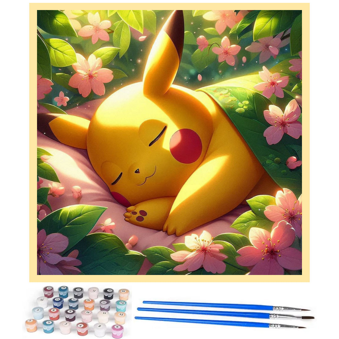 pikachu-sleeps-in-forest-paint-by-number-kit