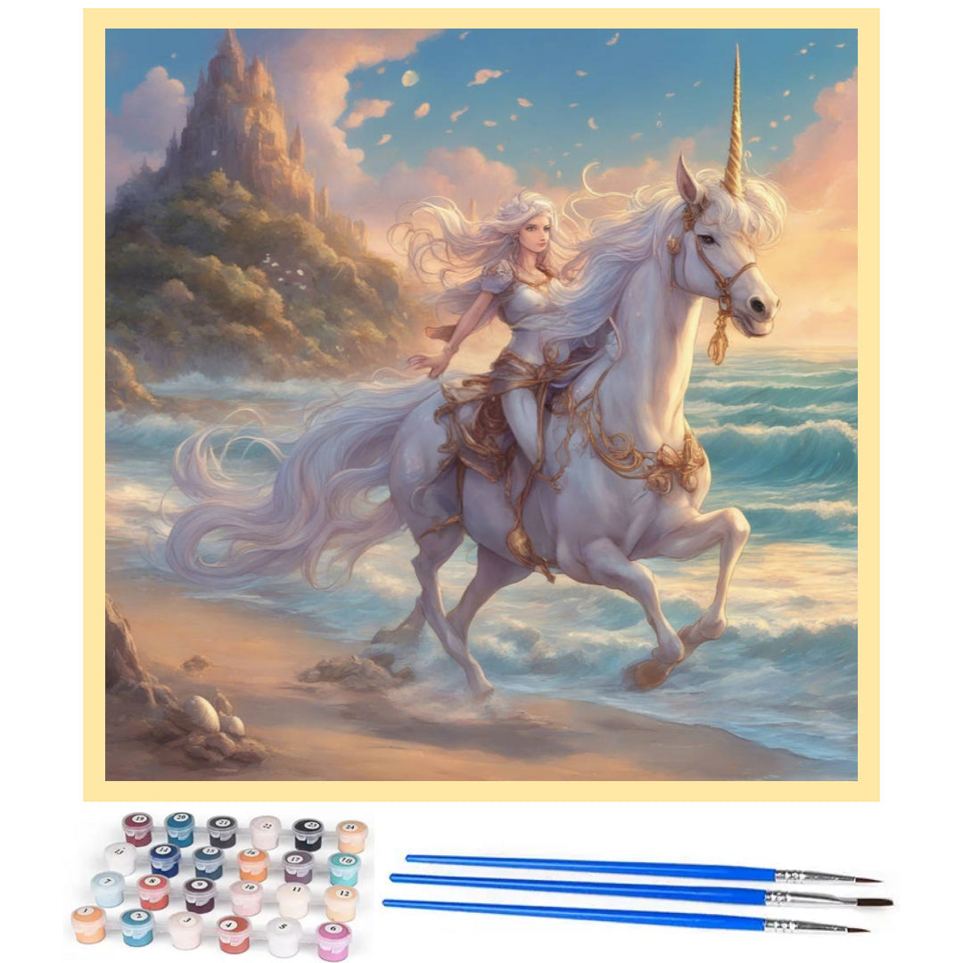 princess-with-unicorn-by-the-sea-paint-by-number-kit