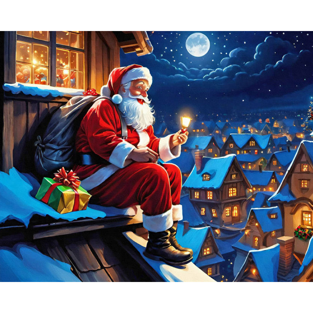 santa-on-the-rooftop-paint-by-number-kit
