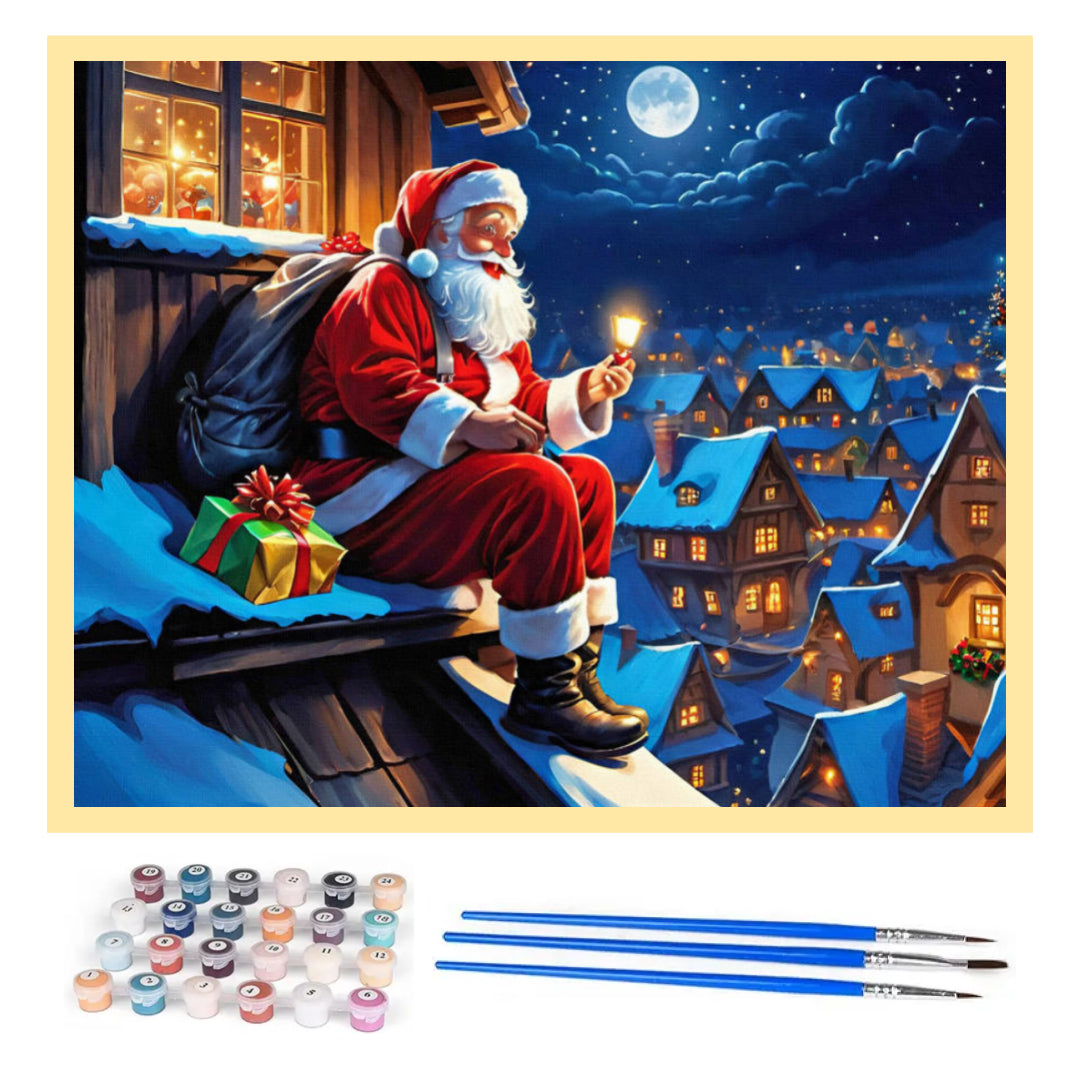 santa-on-the-rooftop-paint-by-number-kit