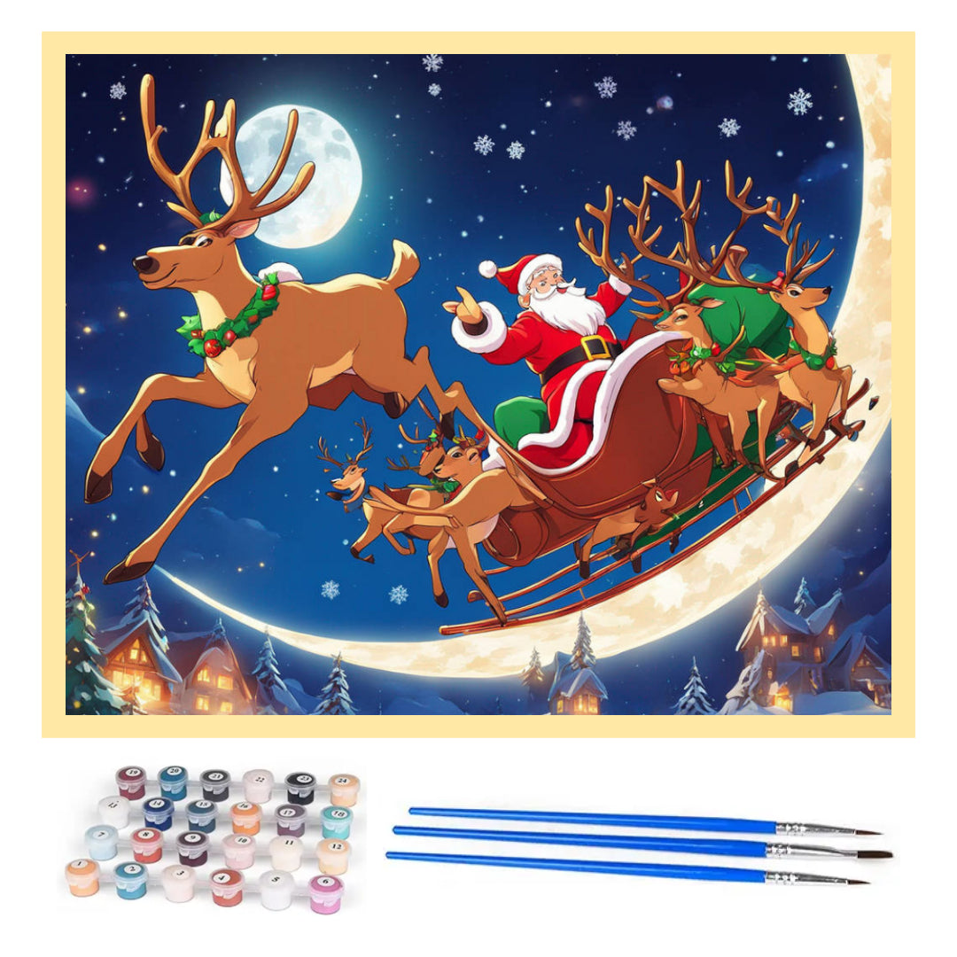 santa-with-reindeer-paint-by-number-kit