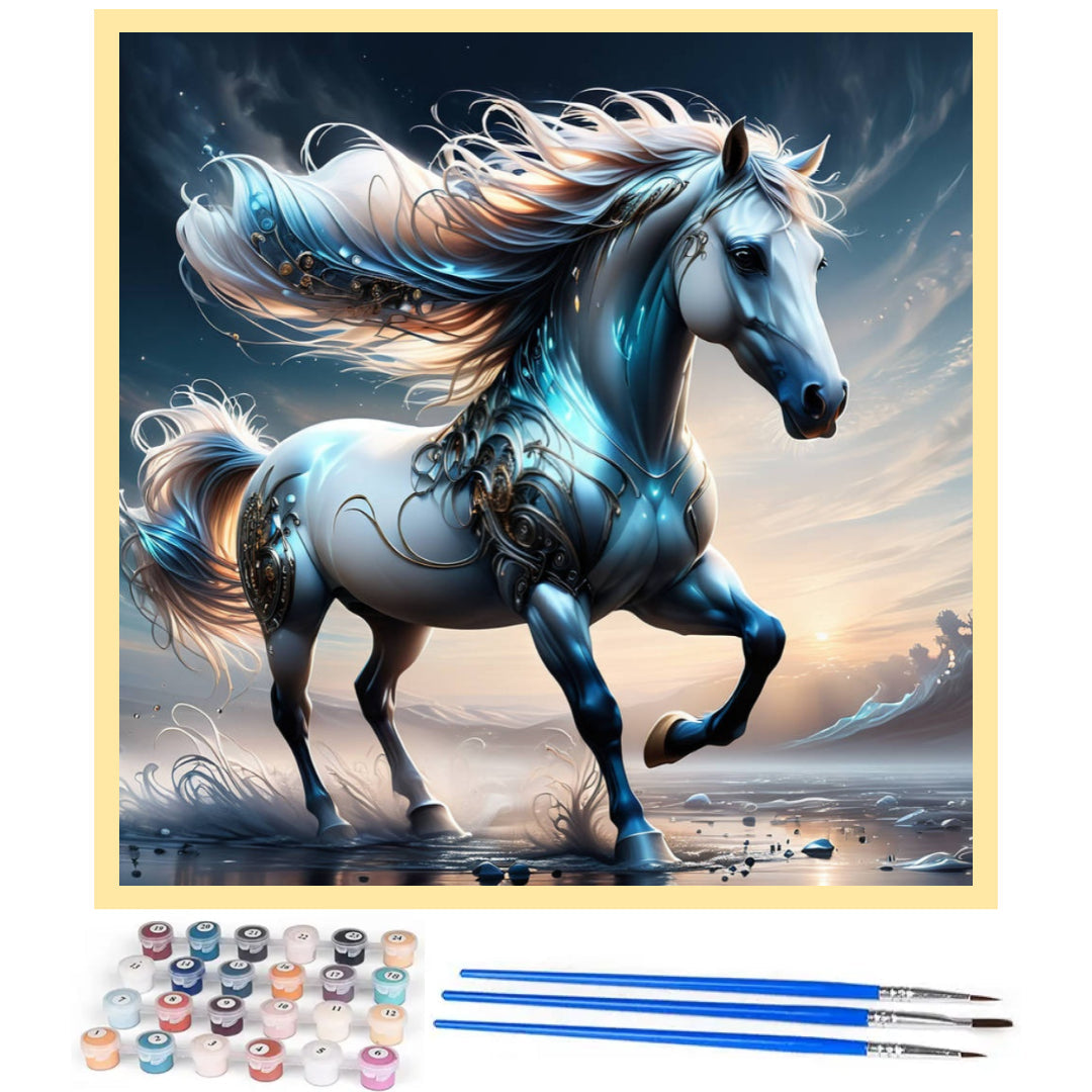 silver-horse-paint-by-number-kit