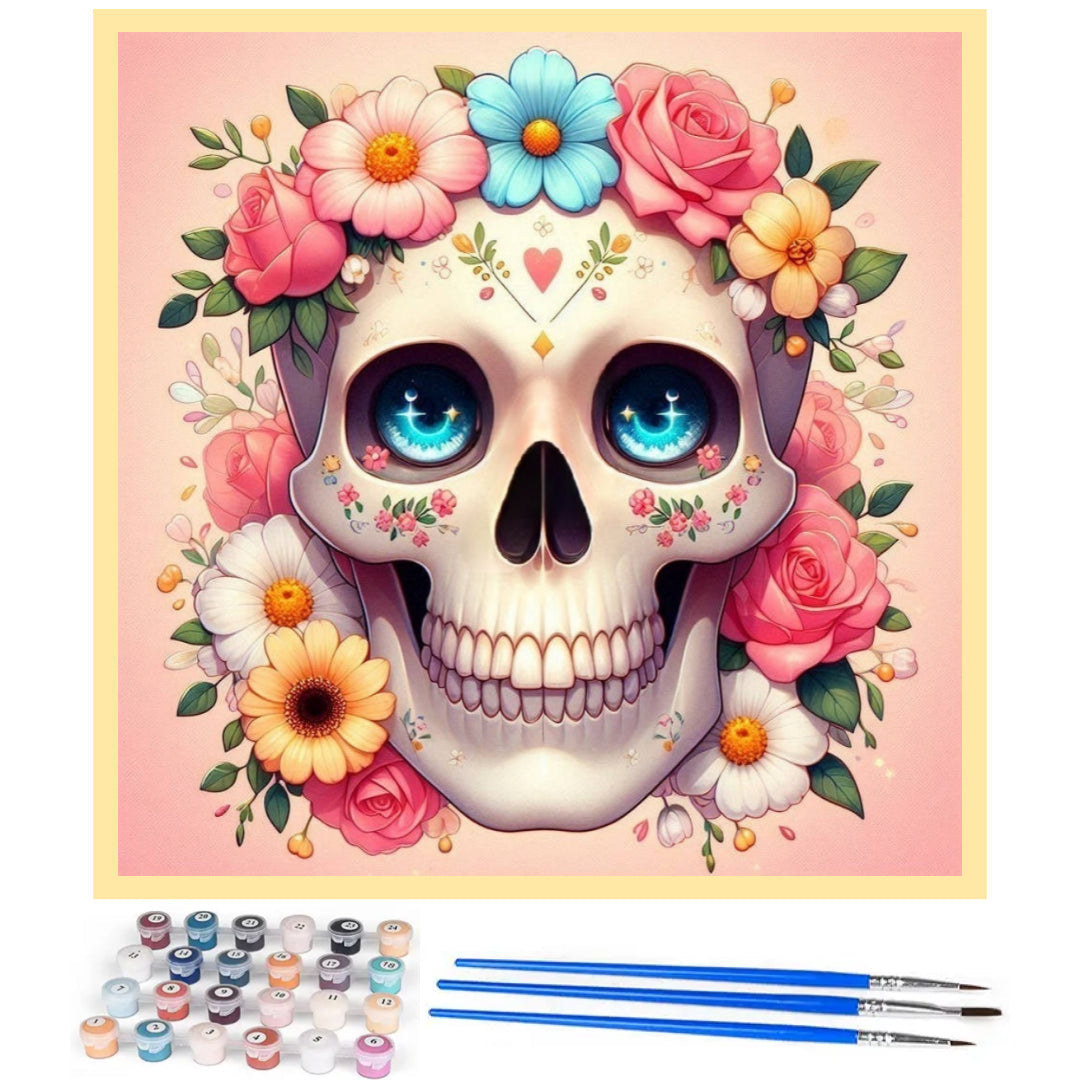 skull-with-flowers-paint-by-number-kit