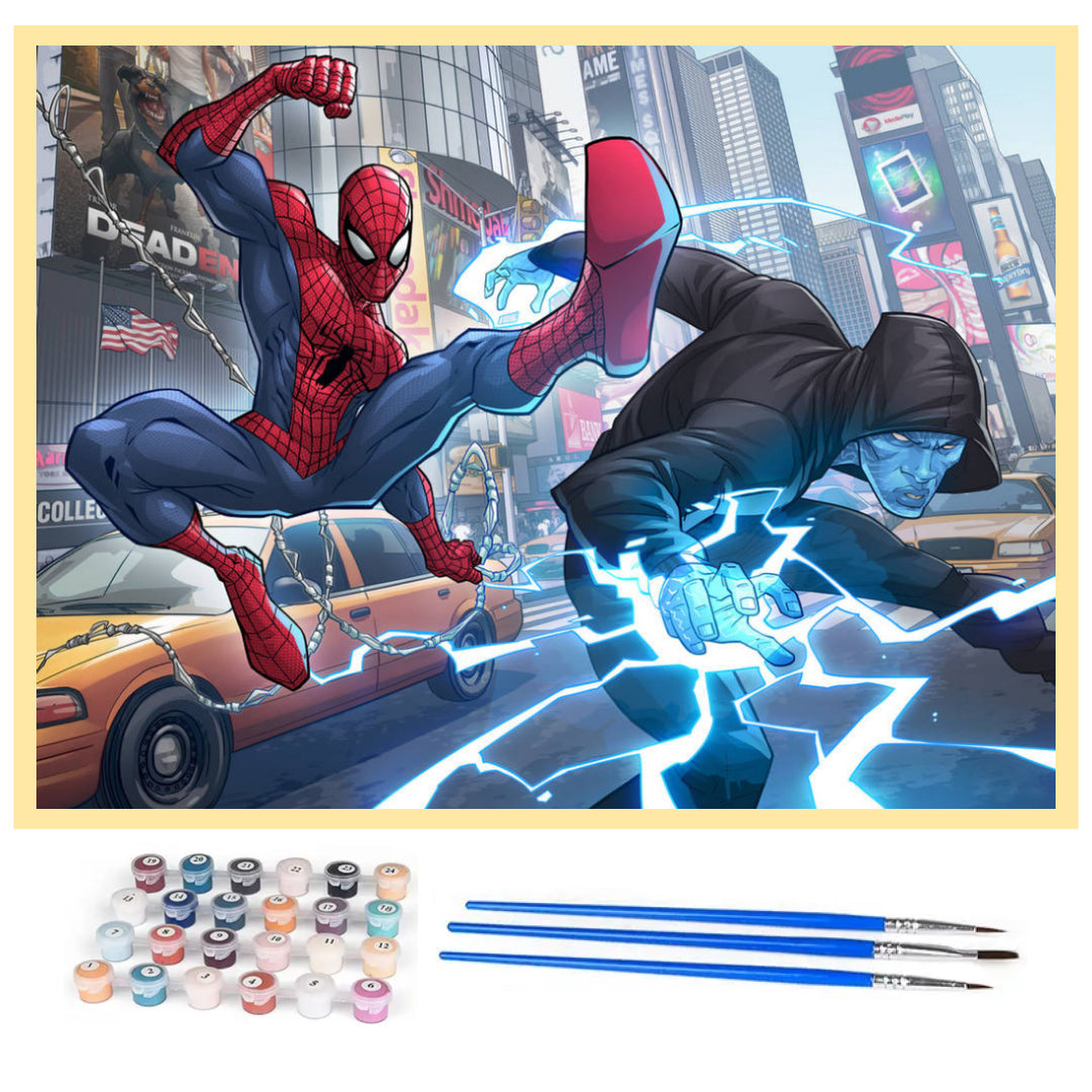 spiderman-arresting-bad-guy-paint-by-number-kit