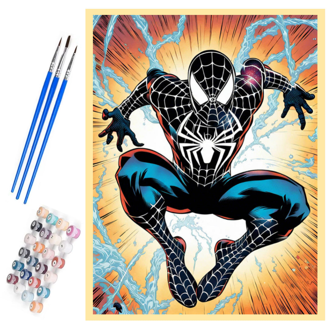 spiderman-in-black-paint-by-number-kit