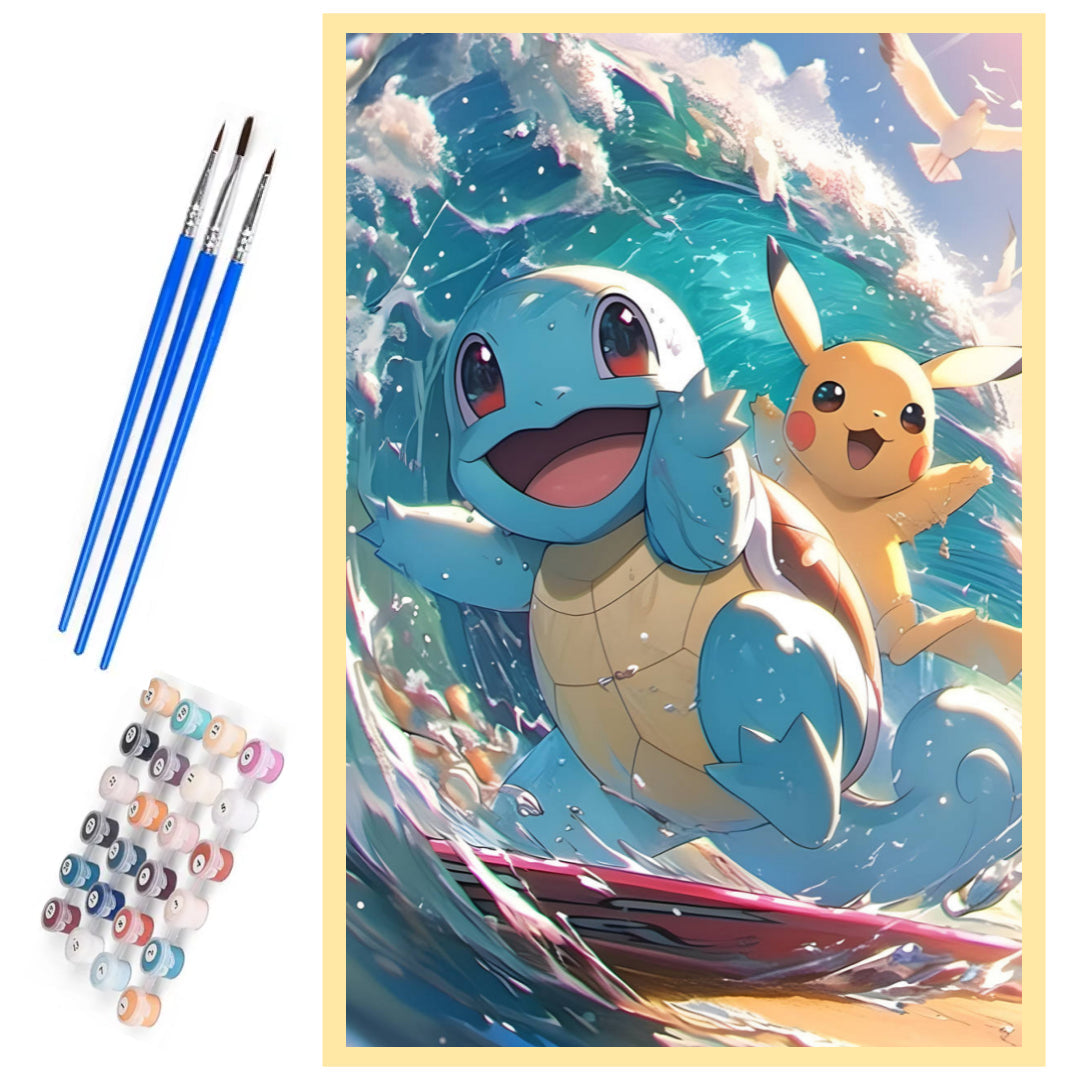 squirtle-pikachu-surfing-paint-by-number-kit